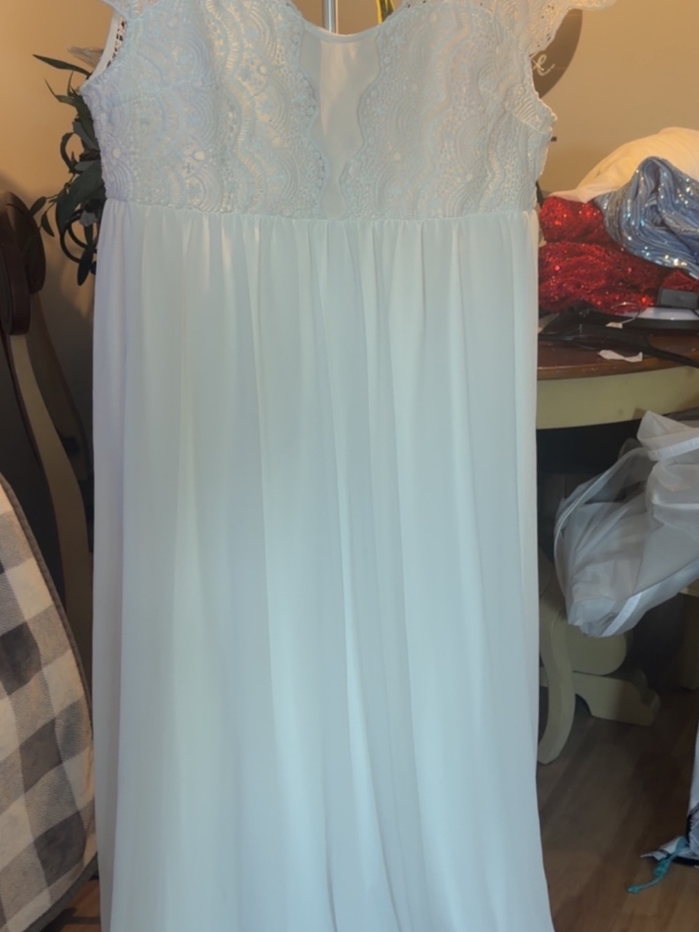 SHEIN White Lace Bodice Wedding Dress - Picture 2 of 13